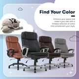 Serta Fairbanks Big & Tall Executive Office Chair, Ergonomic Comfy High-Back ComputerChairs with Lumbar Support, Semi-Plush Seat Cushion, Padded Armrests, Nylon Swivel Base, Bonded Leather, Black Serta