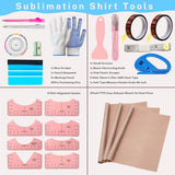 Sublimation Shirt Tool Kits, 8 T Shirt rulers, 3 Pack Teflon Sheet for Heat Press 12 x 16in, Heat Resistant Gloves with Silicone Bumps, 2 Rolls Heat Resistant Tape ofeankri
