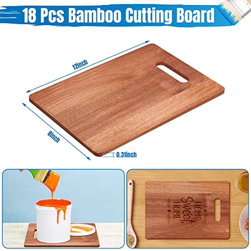 Vesici 18 Pack Bamboo/wood Cutting Board with Handles Bulk Plain Blanks Laser Engraving Chopping Board for Customized Engraving Gifts Crafts for Valentines Mother Women Gifts(Walnut,12''x9'') Vesici