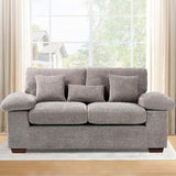 Living Room Loveseat Sofa Couch, 73" Love Seat Couch Sofa, Upholstered Chenille Living Room Sofa with Extra 3 Pillow, Removable Back Cushion-LightGrey COLAMY