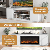 Tangkula Fireplace TV Stand for TVs up to 80", 70" Media Console Table with 36" Electric Fireplace, 3 Adjustable Shelves, Anti-Tipping Kits & Soft Close Hinges, Entertainment Center (White) Tangkula