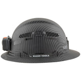 Klein Tools 60347 Hard Hat, Vented Full Brim, Class C, Premium KARBN Pattern, Rechargeable Lamp, Padded Sweat-Wicking Sweatband, Top Pad Klein Tools