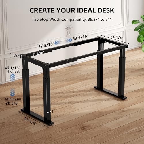 4-Leg Standing Desk Frame Dual Motor, Electric Adjustable Legs Compatible Desktop Size 39″-79″, 264 lbs Weight Capacity, Anti-collision Detection Stand Up Desk Frame Workstation, Black Frame Only Klobel