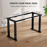4-Leg Standing Desk Frame Dual Motor, Electric Adjustable Legs Compatible Desktop Size 39″-79″, 264 lbs Weight Capacity, Anti-collision Detection Stand Up Desk Frame Workstation, Black Frame Only Klobel