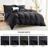 HYMOKEGE Black Queen Comforter Set Seersucker 7 Pieces, All Season Luxury Bed in a Bag for Bedroom, Bedding Set with Comforters, Sheets, Pillowcases & Shams HYMOKEGE