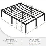 Yaheetech 14 Inch Tall Metal Bed Frame Queen Platform Bed Frame with Storage Space,Sturdy Slat Support,Easy Assembly,No Box Spring Needed,Black Yaheetech