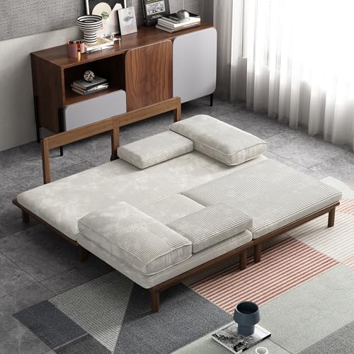 Lartis 78.7" Sofa Bed, Sleeper Pull Out Couch, Modern Couch Convertible Modern Futon for Living Room/Apartment/Bedroom, Modular Design Sofa,Full Solid Wood Frame Lartis