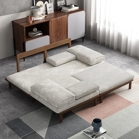 Lartis 78.7" Sofa Bed, Sleeper Pull Out Couch, Modern Couch Convertible Modern Futon for Living Room/Apartment/Bedroom, Modular Design Sofa,Full Solid Wood Frame Lartis