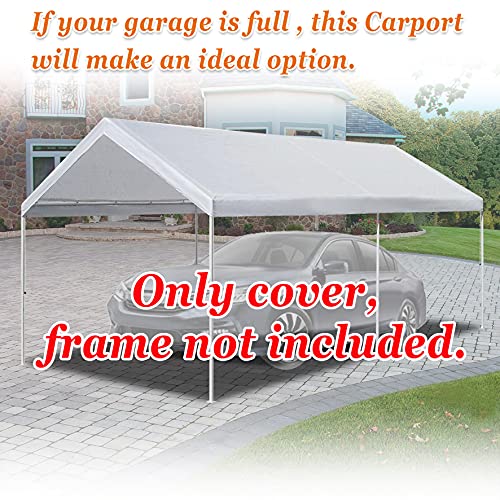 Strong Camel 10'x20' Carport Replacement Canopy Cover for Tent Top Garage Shelter Cover with Ball Bungees (Only Cover, Frame is not Included) Strong Camel