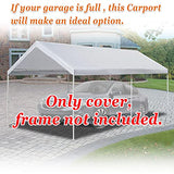 Strong Camel 10'x20' Carport Replacement Canopy Cover for Tent Top Garage Shelter Cover with Ball Bungees (Only Cover, Frame is not Included) Strong Camel