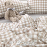 Andency Tan Gingham Comforter Set Full(79x90Inch), Brown Checkered Grid Plaid Buffalo Bed Set for Girls Boys Kids Teens, 3 Pieces Lightweight Microfiber Geometric Preppy Bedding