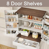 GRUSIGN 72" Kitchen Pantry Storage Cabinet with Doors and Shelves, Wood Farmhouse Pantry Storage with Barn Doors for Kitchen, Dining Room, Living Room GRUSIGN