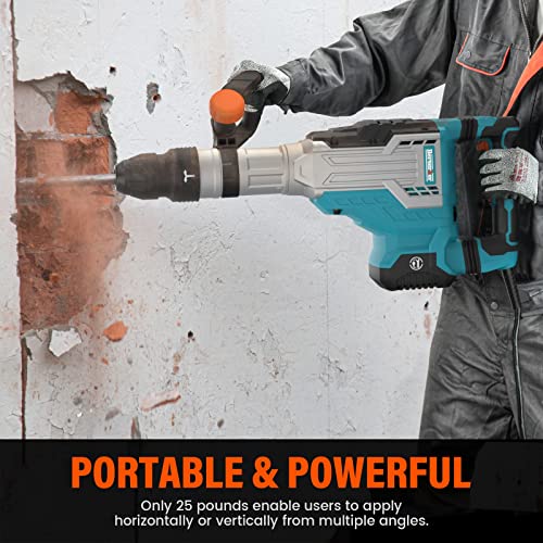 Berserker 1700W 25-Pound SDS-Max Demolition Jack Hammer, 1-9/16" 14-Amp Corded Electric Heavy Duty Demo Chipping Hammer Concrete/Pavement Breaker with Carrying Case Flat Chisel Bull Point Chisel Berserker