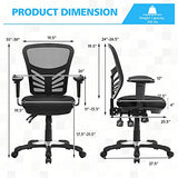 COSTWAY Ergonomic Mesh Office Chair, Mid Back Task Chair with Height Adjustable Armrests, Lumbar Support and Rocking Backrest, Breathable Swivel Computer Desk Chair for Home Office (Black) COSTWAY
