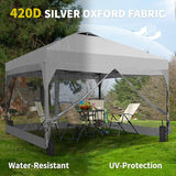GDY 10x10FT Pop Up Canopy Tent with One Push Setup, Easy Setup Gazebo with 4 PVC Transparent Sidewalls for Events, Parties, Camping, White. GDY