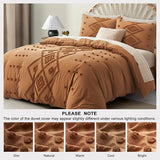 Oli Anderson Tufted Duvet Cover Twin Size, Soft and Lightweight Duvet Covers Set for All Seasons, 2 Pieces Boho Embroidery Shabby Chic Bedding Set (Pumpkin Brown, Twin, 68"×90") Oli Anderson