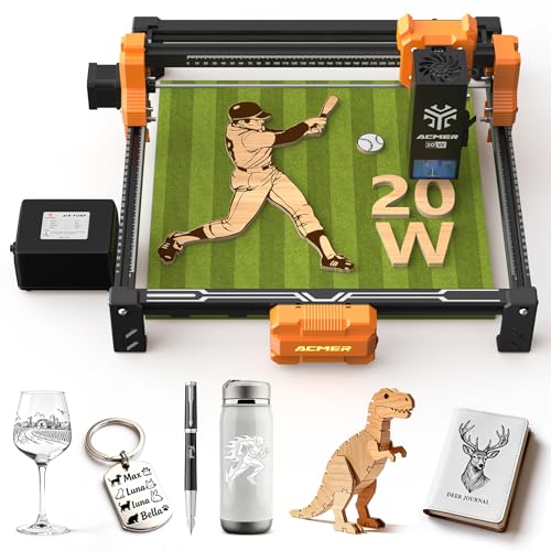 Acmer S2 20W Laser Engraver, Diode Lazer Machine with 25L Air Assist, High Precision Laser Engraving & Cutting Machine, 300×285mm DIY Laser Cutter for Wood, Acrylic, Leather, Ceramic ACMER