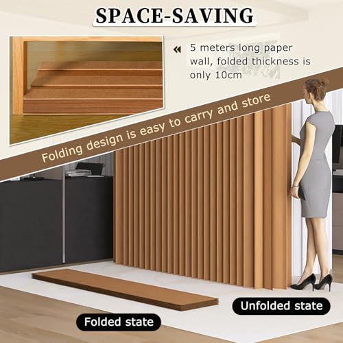 Room Divider Screen - Paper Room Divider,Portable Folding Divider for Office Room, Studio, Dorm & Retail Spaces, Indoor Folding Portable Partition Screen (Brown) Tazyee