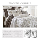 Levtex Home Pisa Reversible King/Cal King Quilt Set (106x92in) with 2 Pillow Shams (36x20in) - Floral Peacock - Grey, Taupe - 100% Cotton King Size Quilt Bedding Set - Lightweight, Soft, Pre-Washed Levtex Home