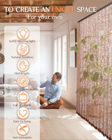 Erfolkerz 52 Strands Beaded Curtain for Doorways -35.4"x79"- Handmade Natural Beaded Curtains，Boho Doorway Wood and Bamboo Bead Curtain-As Insect Screen/Room Divider-Brown Erfolkerz