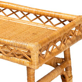Bali & pari Savitri Modern Bohemian Natural Rattan 2-Tier Console Table bali & pari