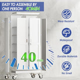 AUEYTVR 71" Tall Metal Garage Storage Cabinet with Wheels and Locking Doors and Tall Rolling Steel Tool Cabinet with 4 Adjustable Shelves for Garage,Home,Office,Shop (White) AUEYTVR