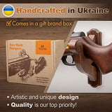 TESLYAR Gun Rack Wall Mount Hold Up Displays Horizontal Gun Rack and Shotgun Hooks Store Rifle Shotgun Bow Real Hardwood Hanger Brown TESLYAR