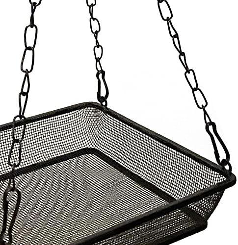 Hanging Bird Feeder Tray Platform Metal Mesh Seed Tray for Bird Feeding Outdoor Garden Decoration for Wild Backyard Attracting Birds WOWARE