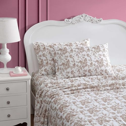 Betsey Johnson - Twin XL Bed Sheets, Soft & Lightweight Bedding, Fade & Wrinkle Resistant, Dorm Essentials (Garden Toile Brown) Betsey Johnson