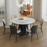 Runboll 59'' Modern Round Dining Table with Lazy Susan, Sintered Stone Dinner Table with 35.4" Round Turntable for Dining Room(Not Included Chairs) Runboll