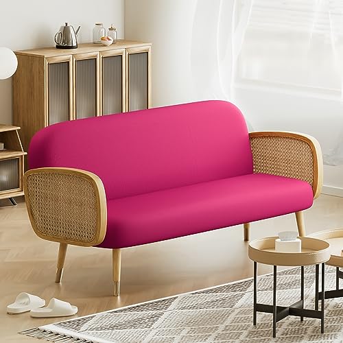 Magshion Futon Cover Slipcover Armless Sofa Cover Furniture Protector Without Armrests Slipcover Soft with Elastic Bottom Queen Size 60"x80"x6" Hot Pink Magshion