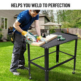 Heavy Duty Welding Table, 36"x24" Metal Workbench with 5/8" Tool Holes & Adjustable Legs, 1500lb Capacity Steel Fabrication Table for Welding, Sawing, Auto Repair Festisoul