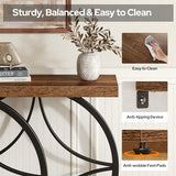 knoworld 39.4" Console Table, Industrial Entryway Table with Anti-Tilt Design, Narrow Wood Accent Sofa Table Behind Couch with Double Circle Base for Entryway, Living Room, Hallway, Foyer knoworld