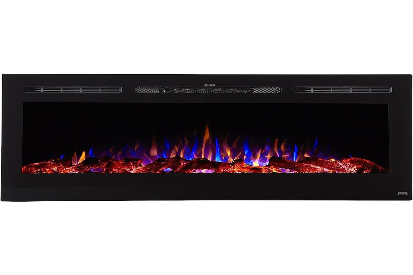 Touchstone Smart Electric Fireplace-The Sideline® 72 Inch Wide-in Wall Recessed-30 Realistic Ember Color/Flame Options-1500W Heater w/Thermostat-Black-Log & Crystal Hearth Options -Alexa/WiFi Enabled