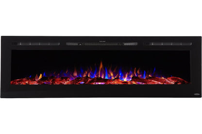 Touchstone Smart Electric Fireplace-The Sideline® 72 Inch Wide-in Wall Recessed-30 Realistic Ember Color/Flame Options-1500W Heater w/Thermostat-Black-Log & Crystal Hearth Options -Alexa/WiFi Enabled