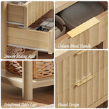 Huuger 27.6 Inch Tall Night Stands with Charger Station, USB-C Port, Fluted Nightstand Set of 2, Larger Wider Bed Side Table with 2 Deep Drawers, Open Shelf, Bedroom Living Room End Table, Natural Huuger