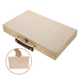 Wakauto 1pc Unfinished Wood Drawing Art Tool Storage Box With Handle Locking Clasp,Wooden Pencil Sketch Supplies Case Organizer Box For Holds Markers, Paint, Brushes, Pencils Wakauto
