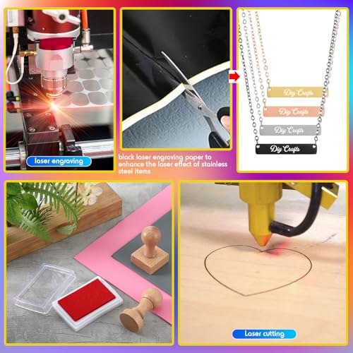 MiniInflat 253 Pcs Laser Engraving Material Kit Laser Cutting Engraving Materials Accessories Including Acrylic, PU Leather, Canvas, Wood, Metal, Felt, Rock, Glass, Rubber Materials for Laser Engraver MiniInflat