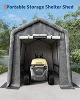 7X12 FT Heavy-Duty Portable Outdoor Storage Shed with Roll-Up Zipper Door & Vent, 240g Waterproof Carport Storage Shelter, UV-Resistant Canopy for Motorcycle, Firewood, Tools -Gray ﻿ ActiveTrail