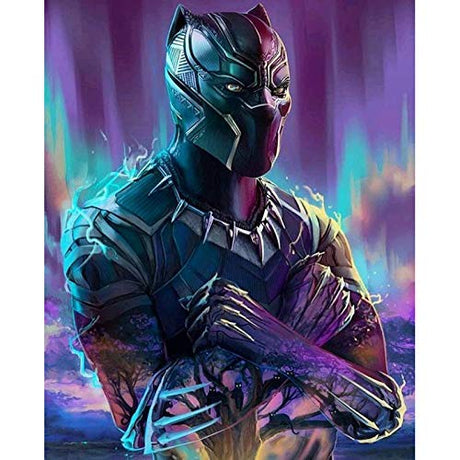 DIY 5D Diamond Painting Kits for Kids & Adults, Full Drill Crystal Rhinestone Painting by Number Kits with The Theme of Marvel Black Panther（11.8X15.75 Inch） YEWANG