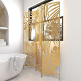 Deco 79 Metal Partition Screen - Foldable Room Divider with Palm Leaf Cutout, 3 Panel Privacy Screen, 48" x 1" x 71", Gold Deco 79