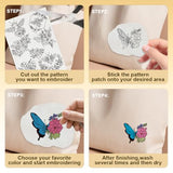 18Pcs Insects Flying in Flowers Embroidery Pattern Stabilizers, 8.3"x11.7" Butterfly Dragonfly Bee Water Soluble Stick and Stitch Embroidery Sticker, 4 Sheets Hand Sewing DIY Embroidery Paper