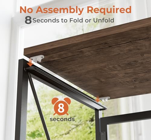 Coavas Folding Desk No Assembly Required, 39.4 inch Writing Computer Desk Space Saving Foldable Table Simple Home Office Desk,Brown - WoodArtSupply