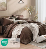 Monbix King Size Comforter Set, Chocolate Brown King Bedding Set Reversible, King Comforter Set 7 Pieces, Cationic Dyeing Bed in a Bag with Comforter, Sheets, Pillowcases & Shams Monbix