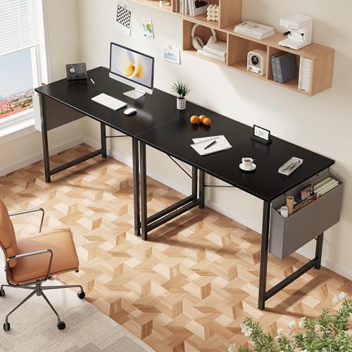 NEWBULIG 40 Inch Computer Desk Home Office Desks for Bedroom Writing Gaming Work Study Table with Storage Bag for Small Spaces, Modern Workstation in Matte Black NEWBULIG