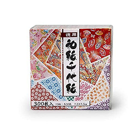 JapanBargain, 300 Sheets Japanese Washi Paper Chiyogami Paper Origami Folding Paper Yuzen Style 3 inch Made in Japan, 7.5 cm JapanBargain
