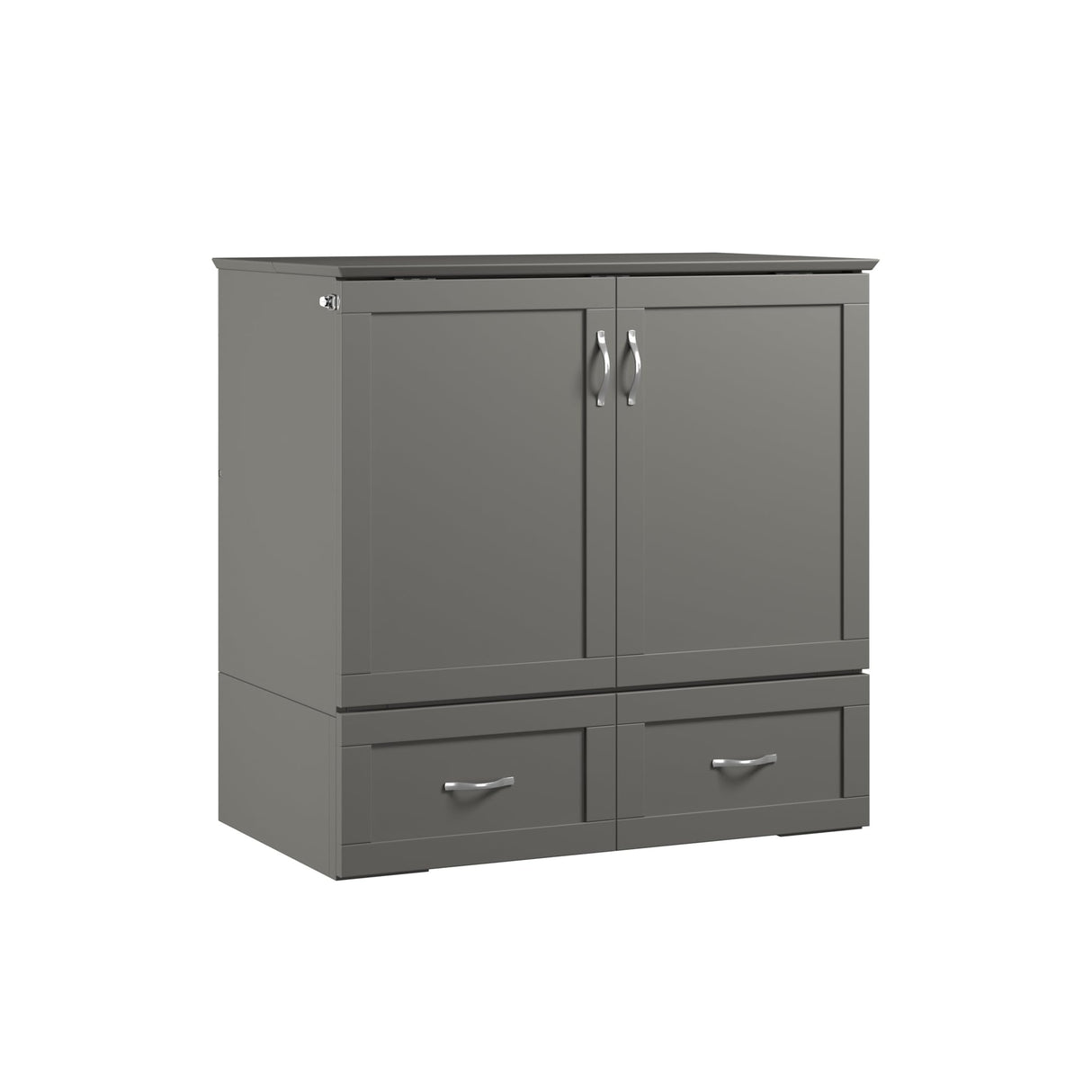 AFI, Hamilton Twin XL Murphy Bed Chest with 6" Mattress, Storage Drawer, and Built-in USB Charger, Grey AFI