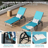 Garvee Outdoor Lounge Chair, Adjustable Patio Reclining Chaise with Textilene Fabric, Pool Lounge Chair with 5-Position Backrest for Patio, Garden, Poolside & Balcony,Sky Blue Set of 2