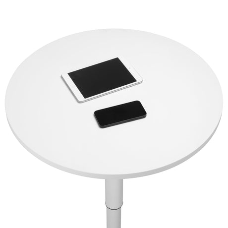 Finnhomy 24'' Round Cocktail Bar Table with Metal Base, Tall Bistro Pub Table, Adjustable 27.9''-35.4'' Counter Bar Height for Kitchen, Dining Room, Living Room, Easy Assembly, White Finnhomy