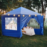 10'x10' Party Tent Outdoor Event Tents with 4 Removable Sidewalls, Large Event Tent Canopy Waterproof for Parties Patio Birthday All Season Outdoor Blue Gainvieyee